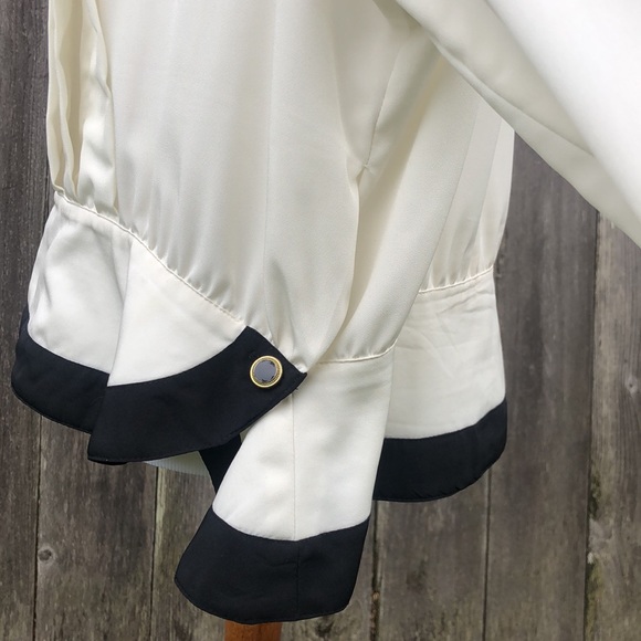 Vintage Pleated Josephine Blouse with Gold-rimmed Shiny Black Buttons!! Size 24W - Picture 7 of 11